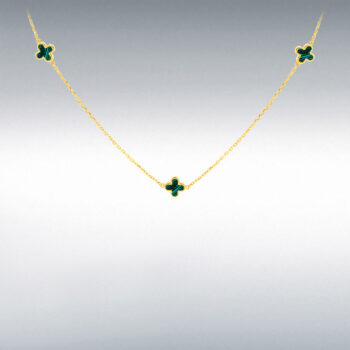 9ct Yellow Gold Malachite Flower Petal Necklet