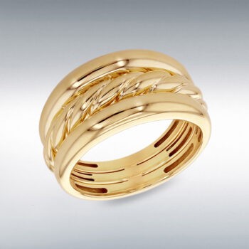 9ct Yellow Gold Chunky Triple Band Ring
