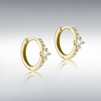 9ct Yellow Gold Cubic Zirconia Hoop Earrings
