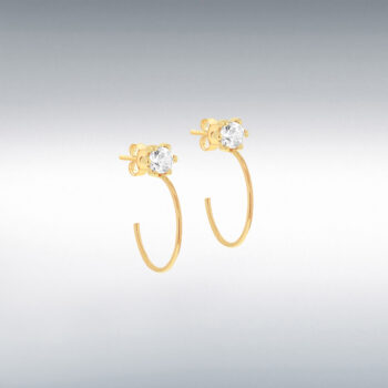 9ct Yellow Gold Half Hoop With Small Cubic Zirconia
