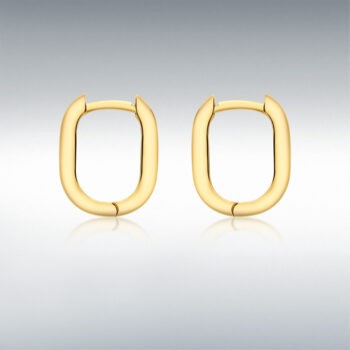 9ct Yellow Gold Rectangular Creole Earrings