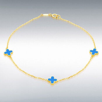 9ct Yellow Gold Turquoise Flower Petal Bracelet