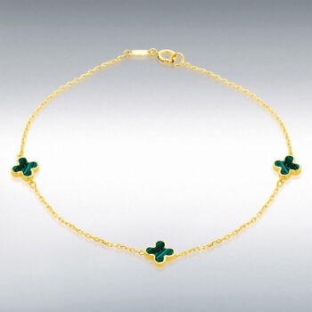 9ct Yellow Gold Malachite Flower Petal Bracelet