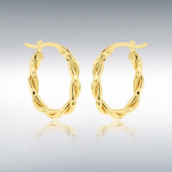 9ct Yellow Gold Diamond Cut Twist Hoops