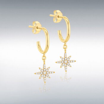 9ct Yellow Gold North Star Drop Earrings