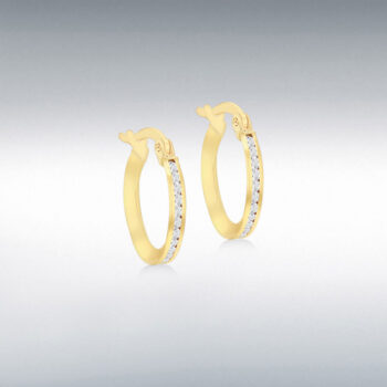 9ct Yellow Gold Cubic Zirconia Hoop Earrings