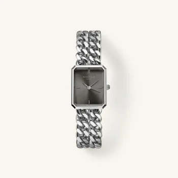 Rosefield Silver Octagon Studio Double Chain Watch