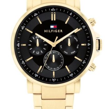 Tommy Hilfiger Gents Yellow Gold Black Dial Watch