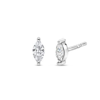 Ti Sento Milano Silver Cubic Zirconia Marquis Style Stud Earrings