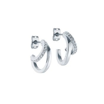 Ted Baker Silver Double Layer Crystal Hoop Earrings