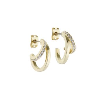 Ted Baker Yellow Gold Double Layer Crystal Hoop Earrings