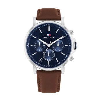 Tommy Hilfiger Gents Brown Leather Strap Navy Dial Watch