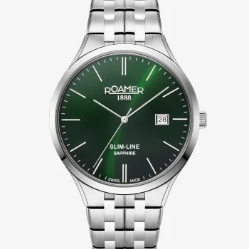 Roamer Gents Silver Slim Line Green Dial Watch