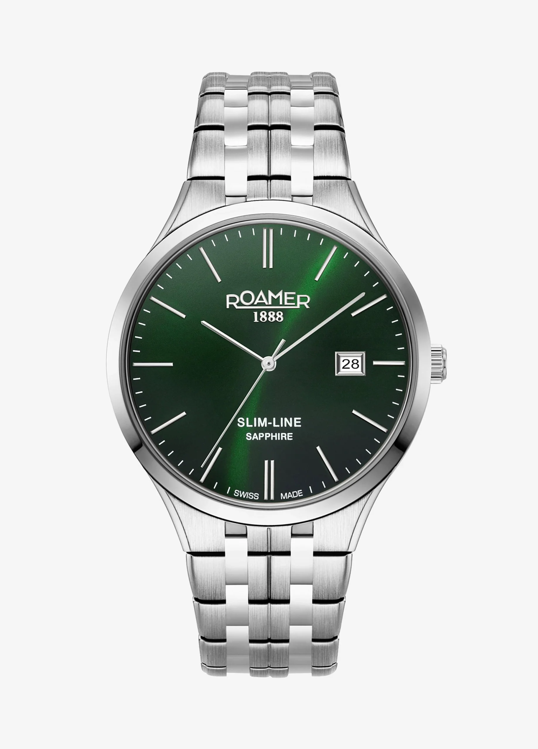 Roamer Gents Silver Slim Line Green Dial Watch