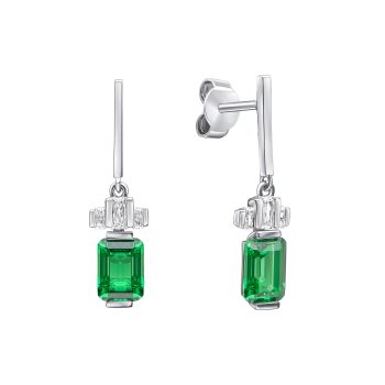 Diamonfire Emerald Cut Emerald & Cubic Zirconia Drop Earrings