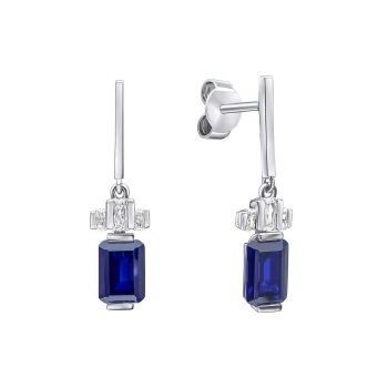 Diamonfire Emerald Cut Sapphire & Cubic Zirconia Drop Earrings