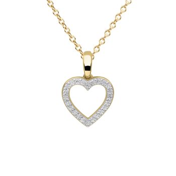Diamonfire Yellow Gold Pave Heart Pendant