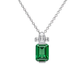 Diamonfire Emerald Cut Emerald & Cubic Zirconia Pendant