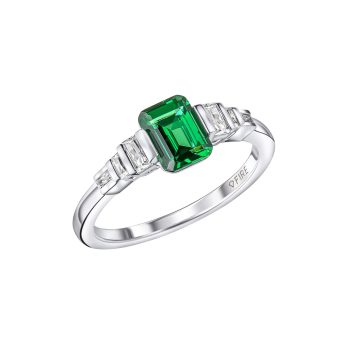 Diamonfire Emerald Cut Emerald & Cubic Zirconia Ring