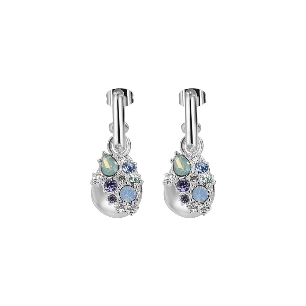 Newbridge Drop Earrings with Blue and Clear Stones