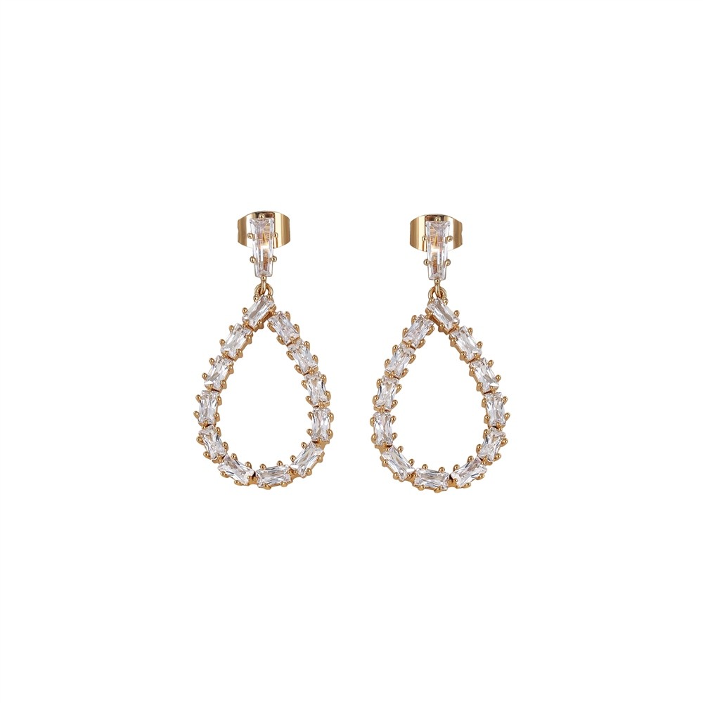 Newbridge Gold Plated Baguette Stone Drop Earrings
