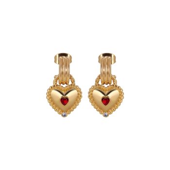 Newbridge Heart Drop Earrings with Ruby Red Stones