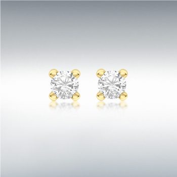 9ct Yellow Gold Four Claw Cubic Zirconia Studs