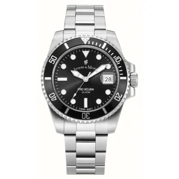 Jacques Du Manoir Gents Silver Watch Black Dial