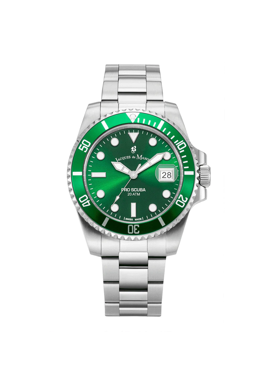 Jacques Du Manoir Gents Silver Watch with Emerald Dial