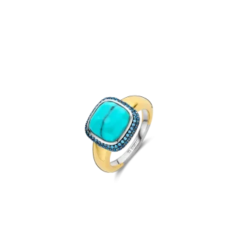Ti Sento Milano Gold Turquoise Cushion Ring