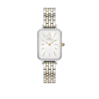 Daniel Wellington Ladies Two-Tone Quadro Crystal Bezel Watch