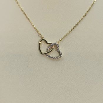 9ct Yellow Gold Cubic Zirconia Double Heart Pendant