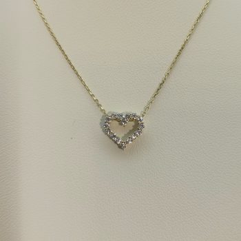 9ct Yellow Gold Cubic Zirconia Heart Pendant