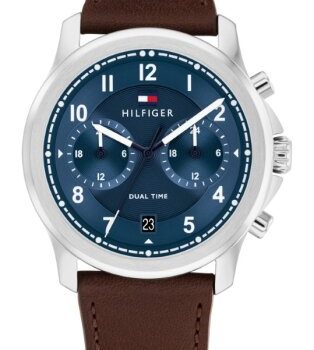 Tommy Hilfiger Gents Navy Dial Brown Leather Strap Watch