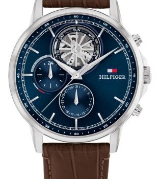 Tommy Hilfiger Gents Navy Dial Brown Leather Strap Watch