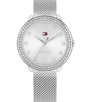 Tommy Hilfiger Ladies Silver Mesh Crystal Dial