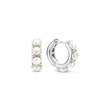 Ti Sento Milano Silver Pearl Hoop Earrings