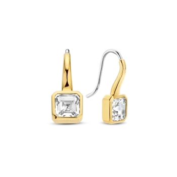 Ti Sento Milano Gold Square Cubic Zirconia Drop Earrings