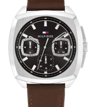 Tommy Hilfiger Gents Brown Leather Black Dial Watch