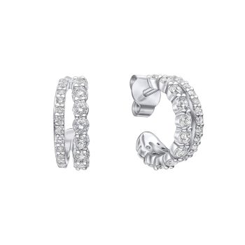 Diamonfire Double Row Cubic Zirconia Hoop Earrings