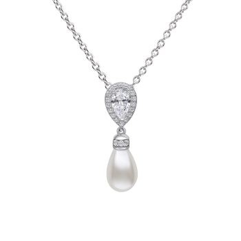 Diamonfire Teardrop Pearl Pendant