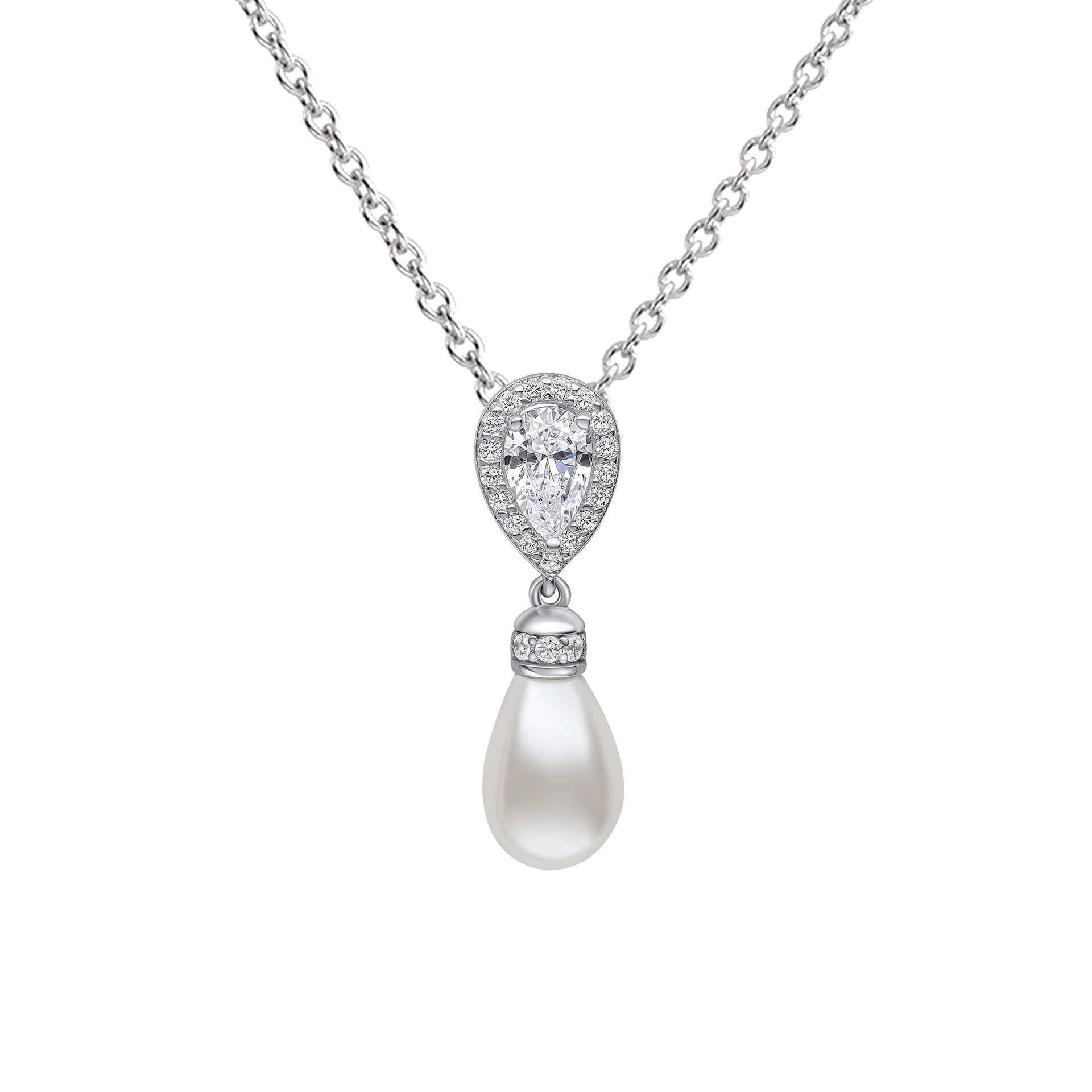 Diamonfire Teardrop Pearl Pendant