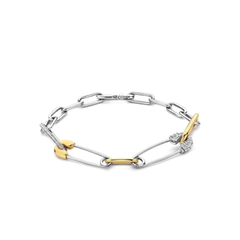 Ti Sento Milano Two-Tone Safety Pin Paper Link Bracelet