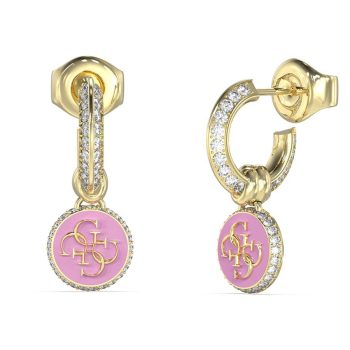 Guess Gold Tone Pink Enamel Drop Earrings
