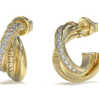 Guess Gold Tone Double Hoop Earrings