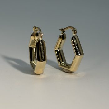 9ct Yellow Gold Hexagonal Shaped Hoops