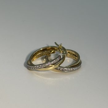 9ct Two-Tone Cubic Zirconia Twist Hoop Earrings