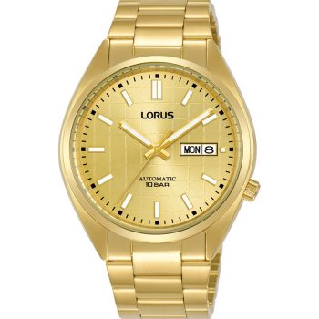 Lorus Gents Automatic Champagne Dial Gold Bracelet Strap Watch