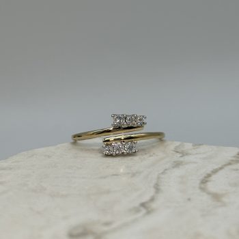 9ct Yellow Gold Double Diamond Row Twist Ring