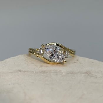 9ct Yellow Gold Cubic Zirconia Marquise Style Ring